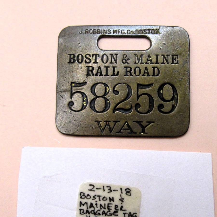 Vintage Boston & Maine RR Brass Tag 58259 J. Robbins Boston