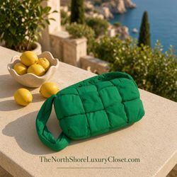 Bottega Veneta Green Quilted Padded Crossbody Bag