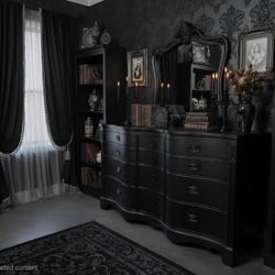 Solid Wood Black On Black Dresser