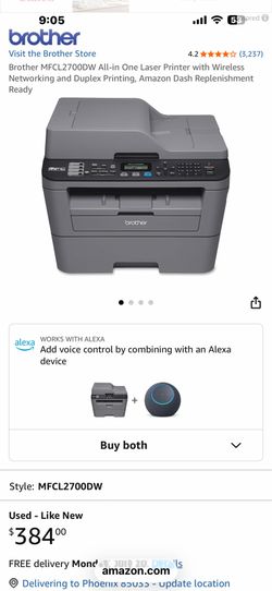 Brother MFCL2700DW All-in One Laser Printer with Wireless Networking and Duplex Printing, Amazon Dash Replenishment Ready