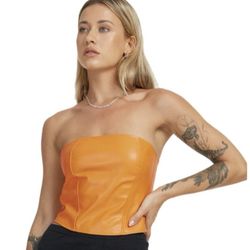 New SZ M PATENT LEATHER Corset Top by WILD FABLE orange