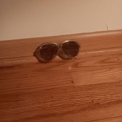 pair of vintage aviator-style clear-frame glasses. 