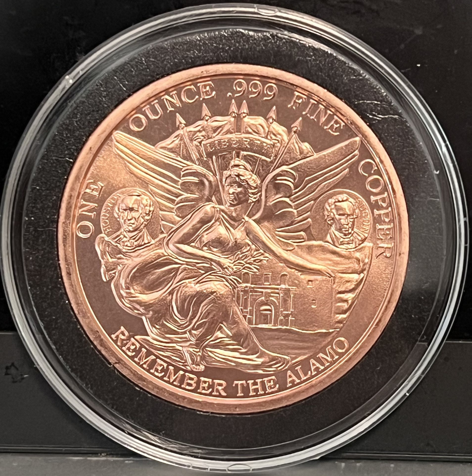 Remember the Alamo Texas Commemorative Tribute Coin • 1 oz Pure Copper Round (.999 Fine) in Premium Airtight Protective Capsule