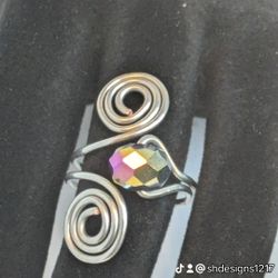 Swirled Wire Faceted Rondelle Beads Ring