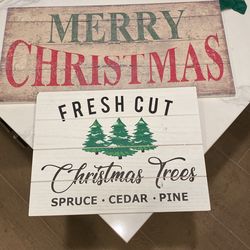 2 Wooden Christmas Signs
