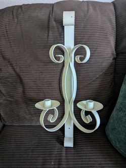 White Rod Iron Candle Holder