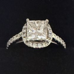 Diamond Ring, 1.01 Carat Princess Cut, Grade SI-1 (E) Color Natural Diamond. Asking $2,300.00.