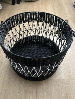 Black Woven Storage Basket with Handles