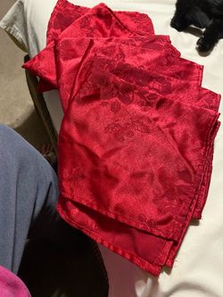 Set of 6 Red Damask Floral Reusable Napkins