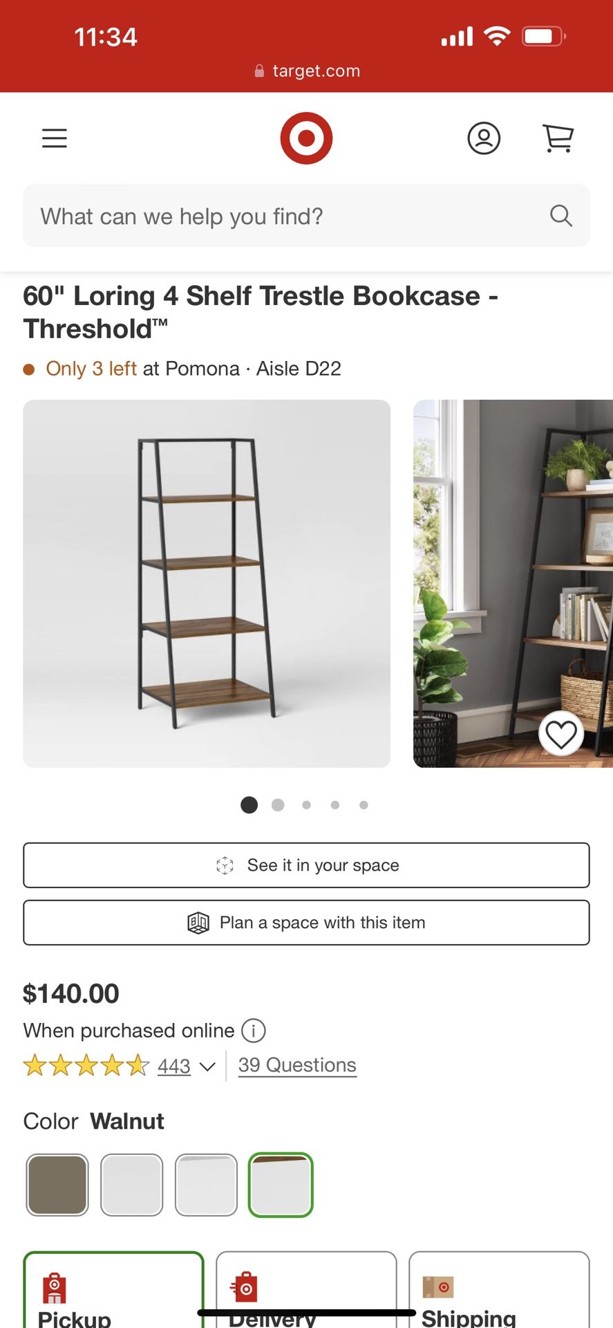 Threshold 60” Loring 4 Shelf Trestle Bookcase