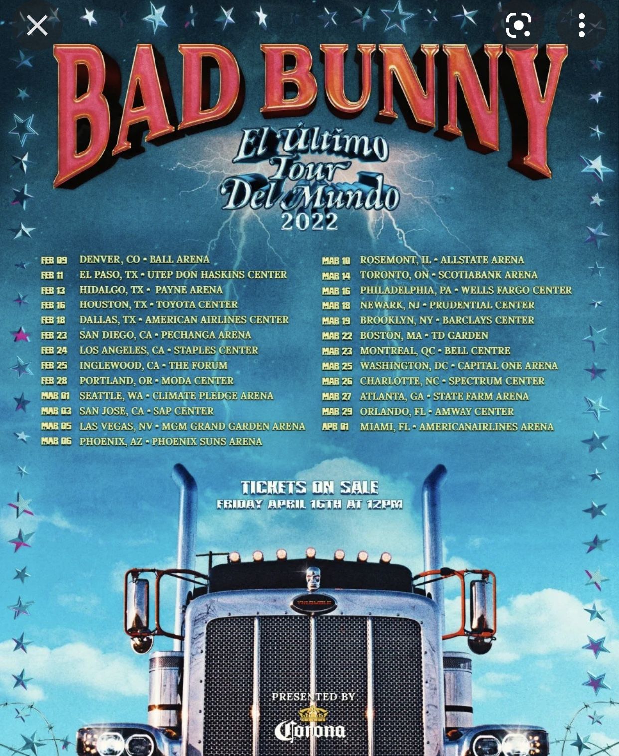 SAT MAR 5. 2022 - 9:00 PM PST Bad Bad Bunny el Ășltimo Tour del mundo MGM Grand harina - 03/05/2022 MGM Grand Garden Arena
