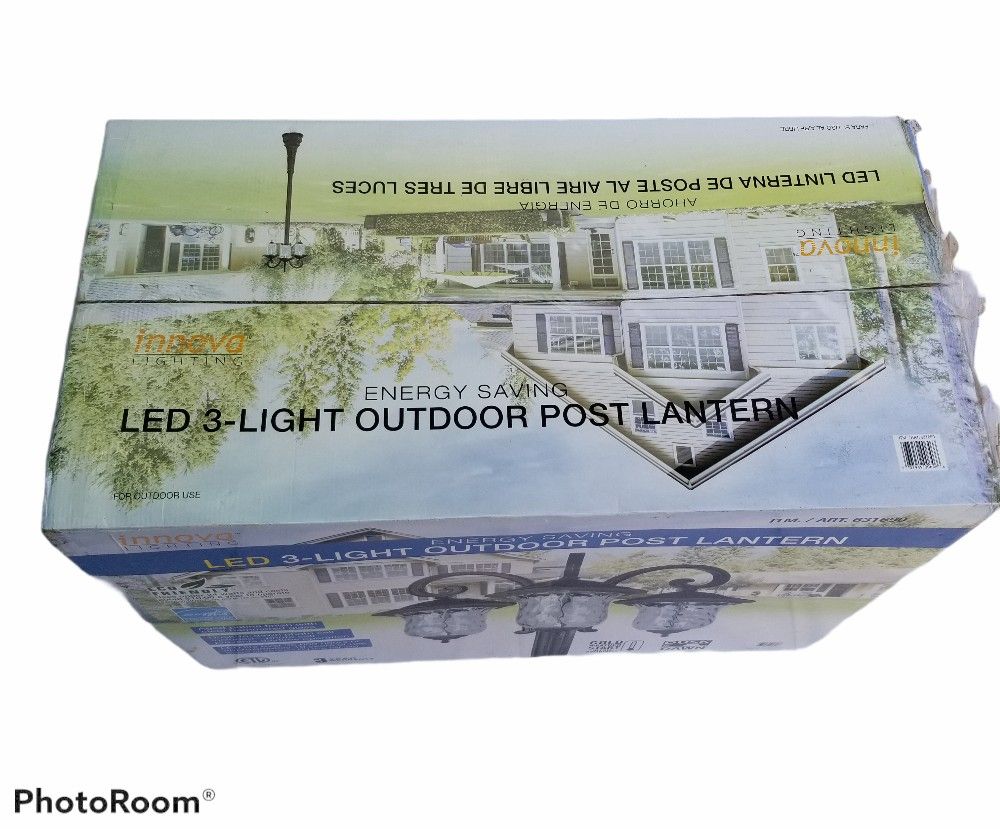 New Innova Lighting 3 Light Outdoor LED Age Patina Finish Lamp Post