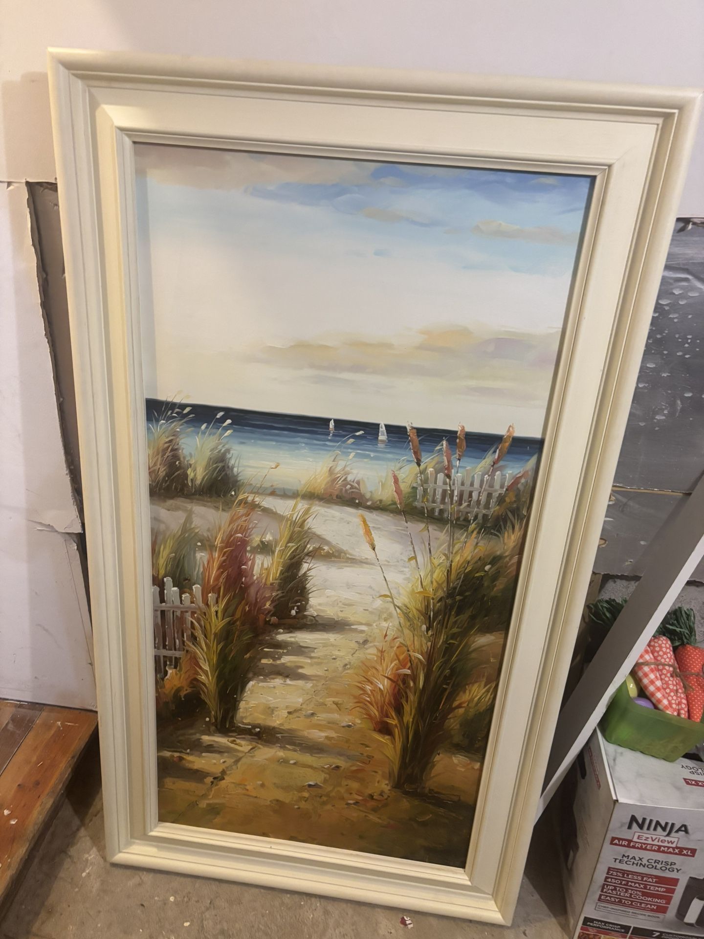 Large Beach Painting On Canvas Framed