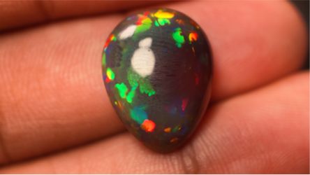 10 Ct Natural Ethiopian Black Opal Oval Cabochon Loose Gemstone Fire Play