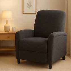 Adjustable Recliner Chair, Linen Fabric Pushback Wingback Armchair with Wooden Legs, Modern Accent Reclining Chair for Small Spaces, 300 lbs Capacity