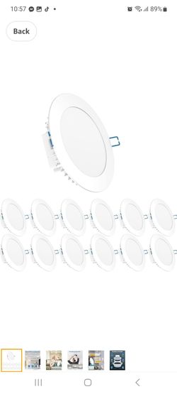 Sunco 12 Pack 6 Inch Ultra Thin LED Recessed Lighting Ceiling Lights Slim 3000K Warm White 14W Equivalent 100W Damp Rated Dimmable Canless Integrated 