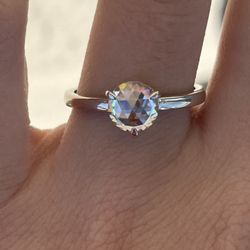 1 Carat Round Moissanite Diamond Engagement Ring Rose Cut 
