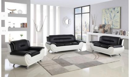 🔥 Brand new premium leather black modern sofa + loveseat - opt chair | Pay after delivery 🚚 💰
