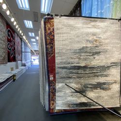 5x7 Area Rugs Carpets Rugs Abstract Design Colors White Black Rust