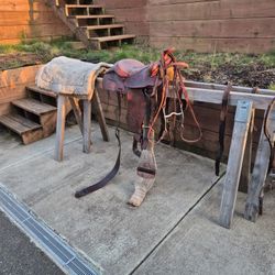 Horse SADDLE ( HEREFORD) BRAND.   WITH BRIDAL/ AND HORSE BLANKETS