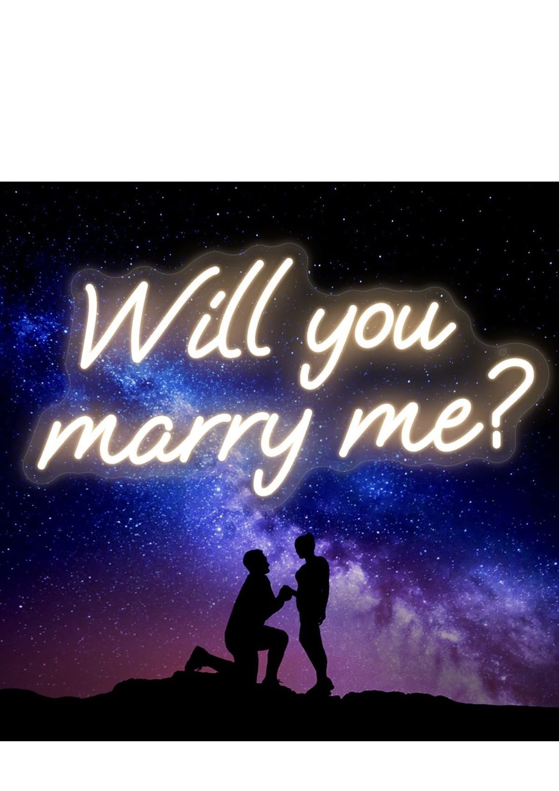 Will You Marry Me Neon Sign For Wall Decor, Led Will You Marry Me Light Up Sign For Backdrop Decoration, Warm White, 16.5x9.8 Inch