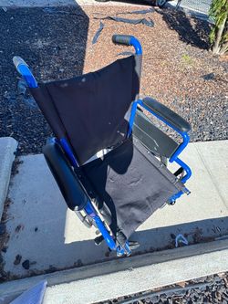 Folding Transport Wheelchair Blue Frame
