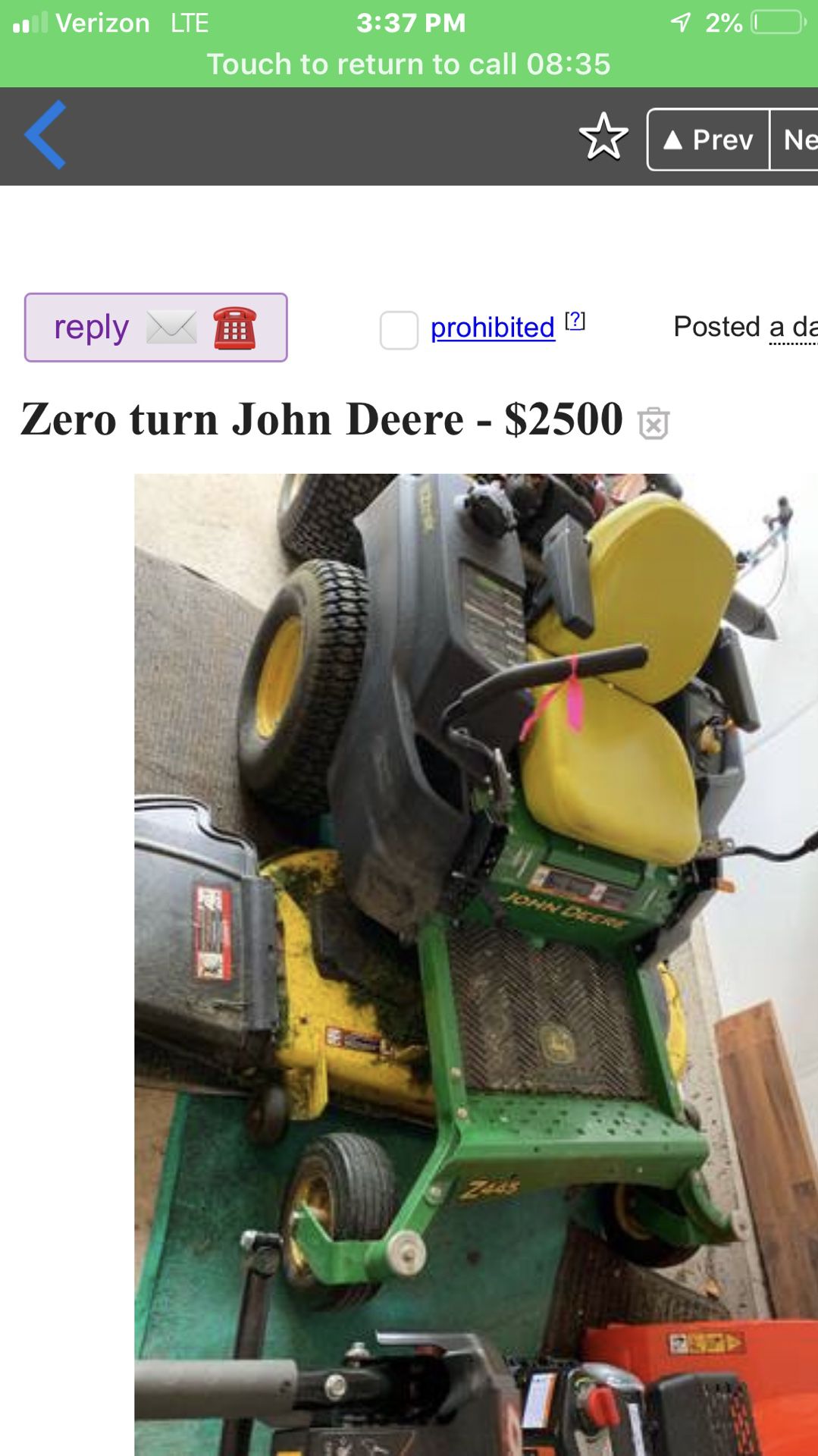John Deere Z4450 turn mower runs great 27 hp engine 54 inch cut