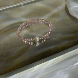 High-end pink Austrian crystal pearl bracelet