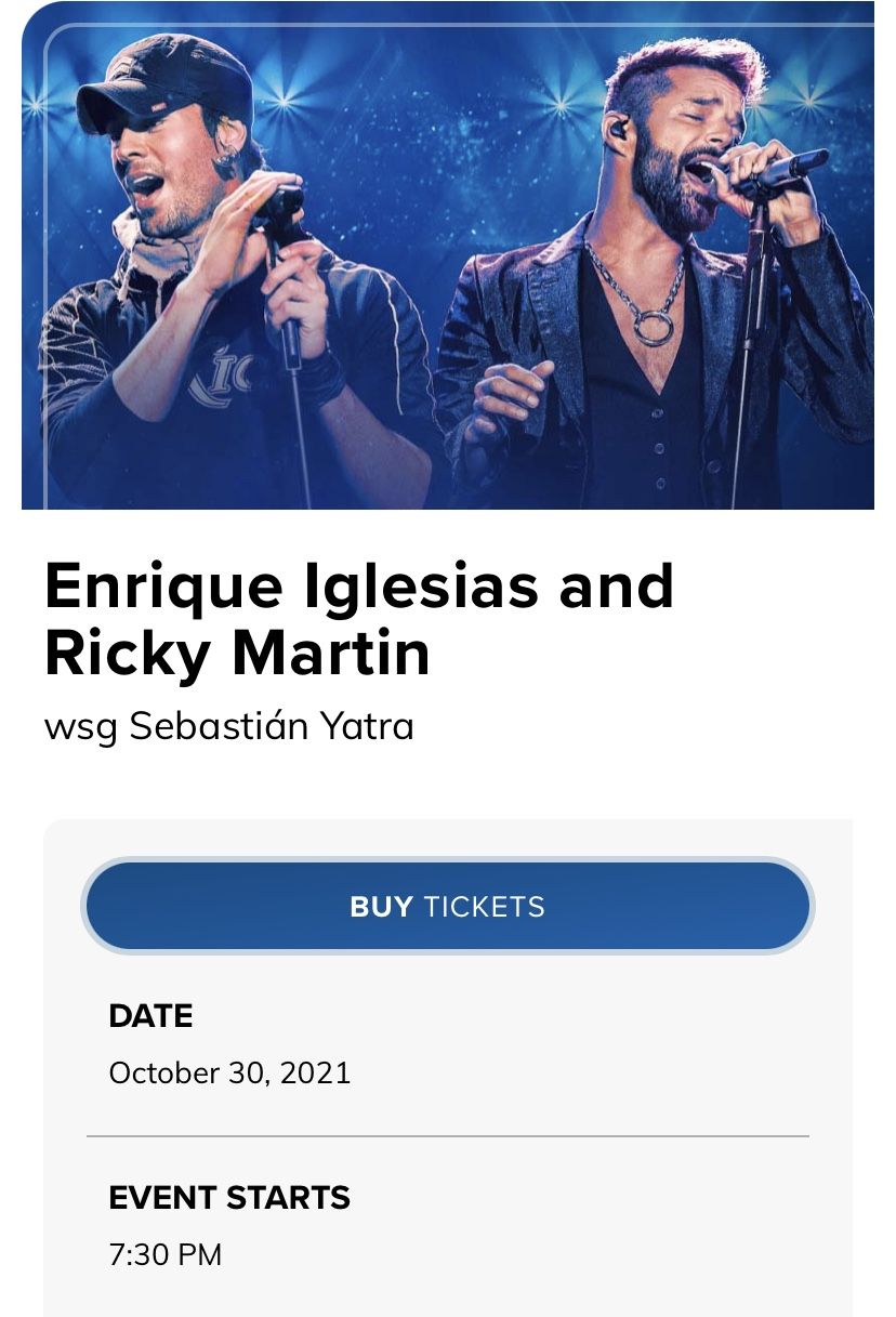 Enrique Iglesias And Ricky Martin Tickets 