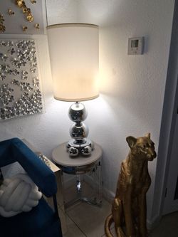Tall Chrome Stacked Ball Table Lamp
