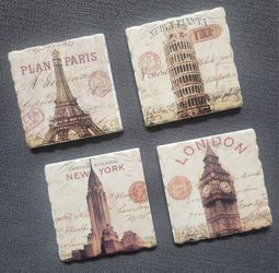 World Tour Ceramic Tile Coasters