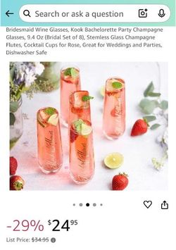 KooK Bridesmaid Stemless Wine Glasses 9.4oz Set of 8