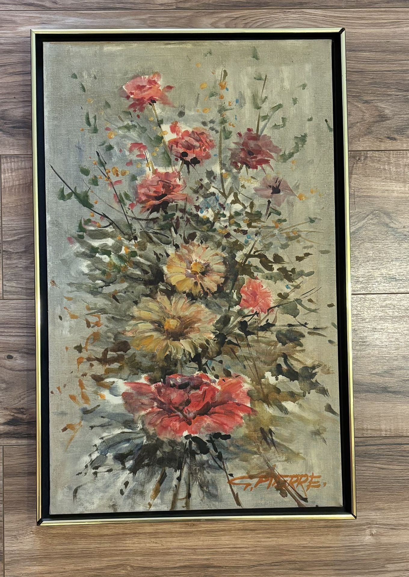 Vintage Floral Painting By G. Pierre