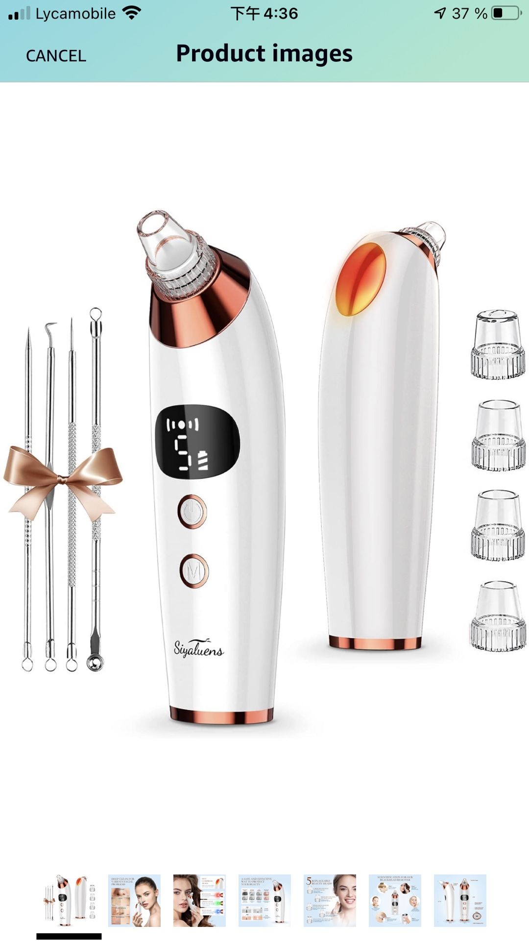Blackhead Remover Vacuum Pore Cleaner,Siyaluens Facial Pore Acne Comedone Whitehead Extractor with 5 Suction Power & 5 Probes,Hot Compress,3 Beauty La