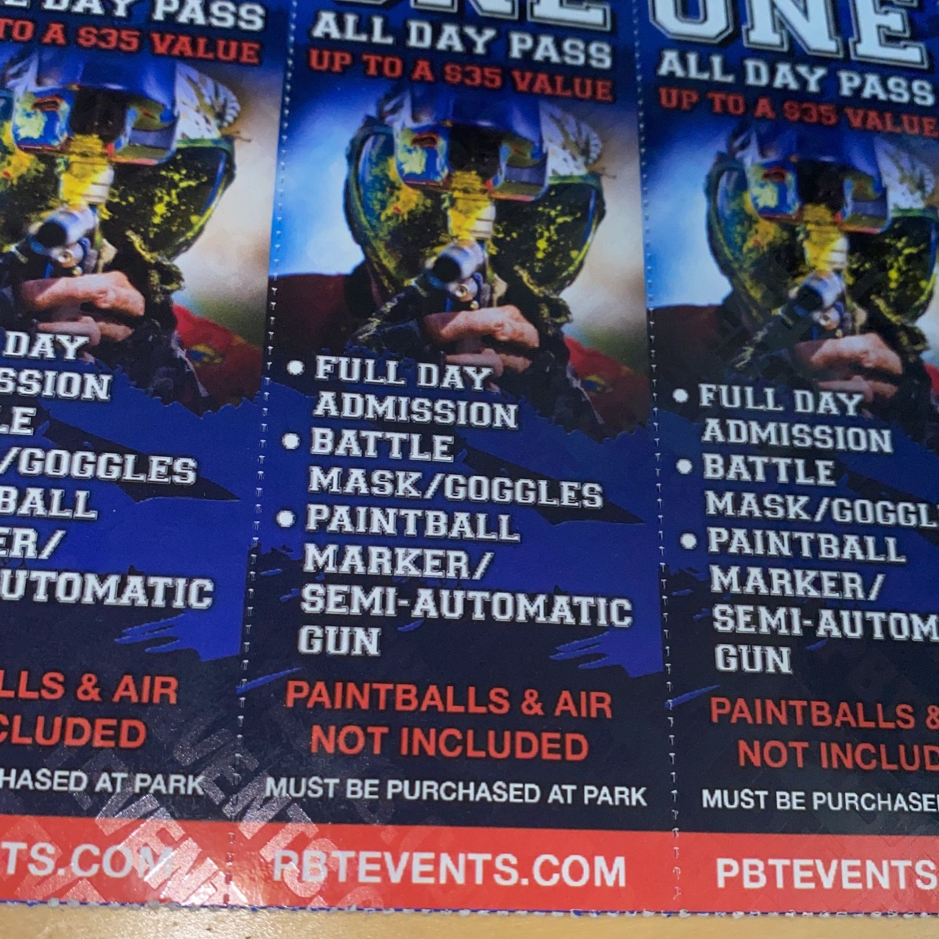 6 All Day Paintball Passes