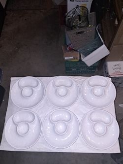 Vintage California pottery 352 artichoke plates. Set of six