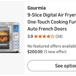 Gourmia 9-Slice Digital Air Fryer Oven with 14 One-Touch Cooking Functions