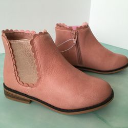 Girls Pink Ankle Boots, Size 10