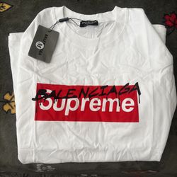 Supreme X Balenclaga White Tee Size M
