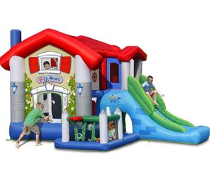 Action Air Bounce House, Bouncy Inflatable House with Blower, Jumping House for Kids with Foldable Sunroof, Love for Kids (No Balls)