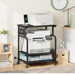 3 tier large printer stand with power outlet adjustable storage shelf rolling cart with wheels new in box pick up in Pomona $55
