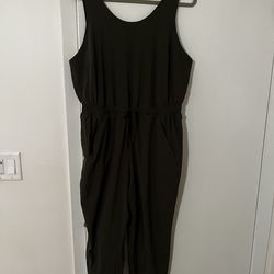 Abercrombie & Fitch Tall Traveler Sleeveless Jumpsuit, Khaki Green, New, Size XL