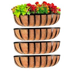 Railing Planter Window Box Deck Balcony Rail Planter 24 Inch for Porch Fence Patio Outdoor 4 Pack