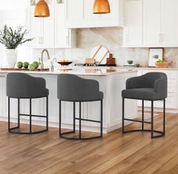 3X Carbon Gray 27” fabric barstools