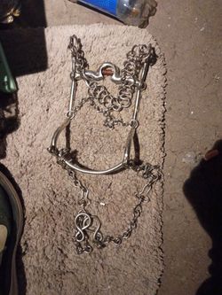 Silver Metal Horse Bit with Chain