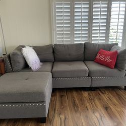 4 Piece 88.6” Gray Sectional Couch