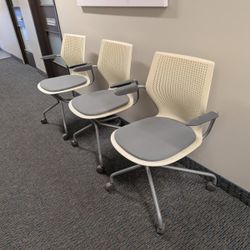 3 Commercial Grade Modern Ivory Office Chairs