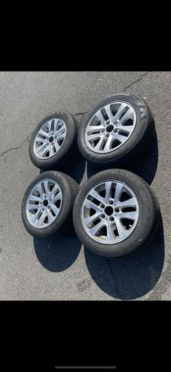 4 — 205/55r16 5x120 5x4.72 Stock Bmw 328 330 Wheels Rims Good 80% Treads Tires!!!!