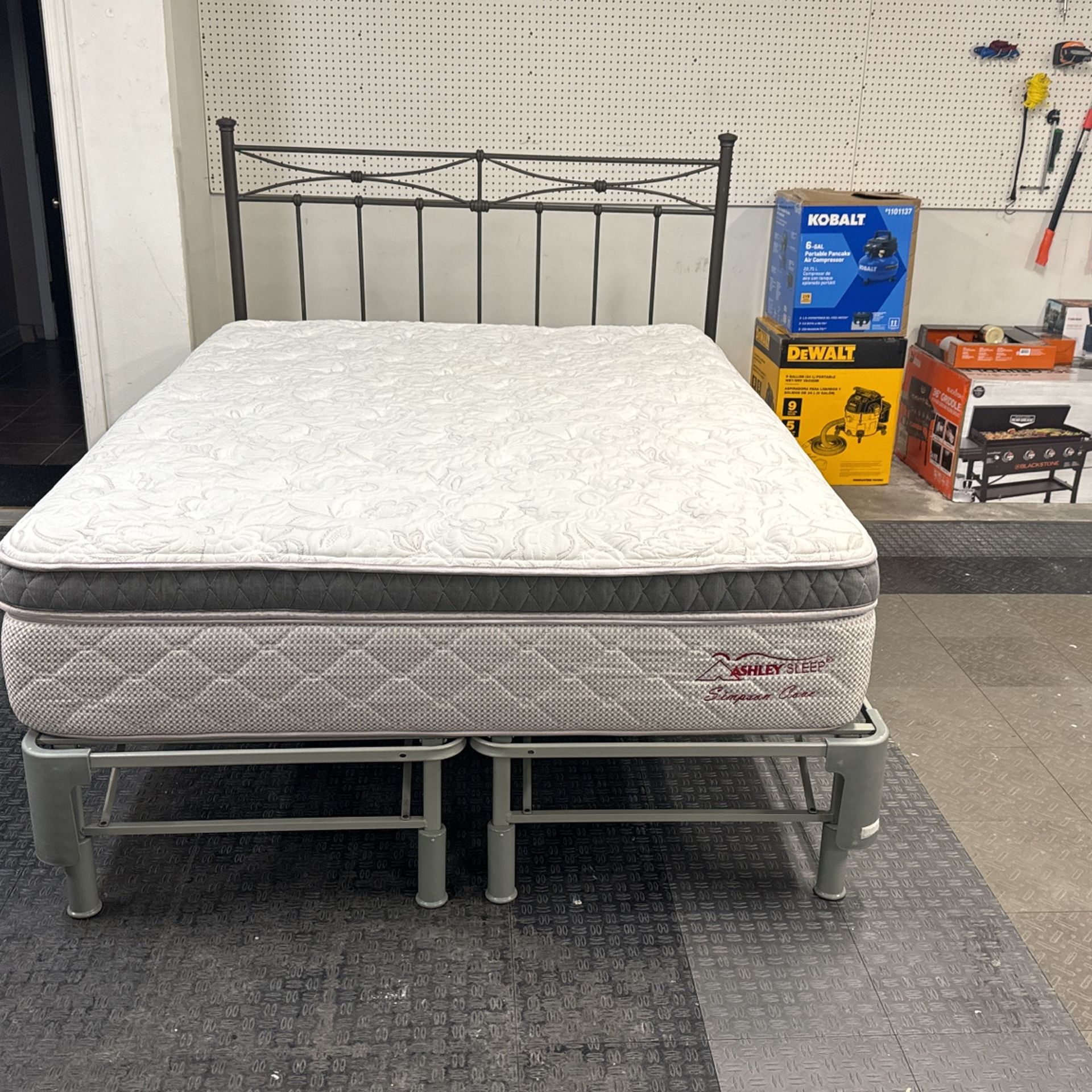 Queen Size Ashley Pillow Top Mattress and Frame (GENTLY Used) for Sale