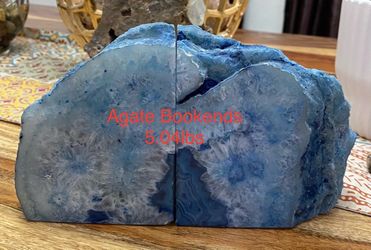 Agate Genuine Stone (Blue Dyed) Bookends from Brazil 5.04lbs